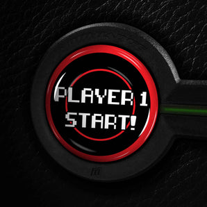 Player 1 Start! BRONCO Push Start Button overlay for ALL Ford Bronco 6th Gen Blue (2021-2024)