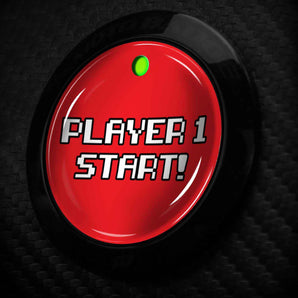 PLAYER 1 - Fits Ford F Series Trucks - 8 Bit Retro Gamer Push Start Button Cover for F150 F250 Super Duty and More Red