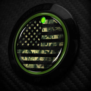 US Camo Flag - Fits Ford F Series Trucks - Push Start Button Cover for F150 F250 Super Duty and More USA Green Camo