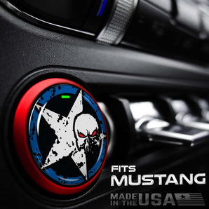 Skull Star Start Button - fits s550 Ford Mustang 2015-2024 Push Starter Switch Cover